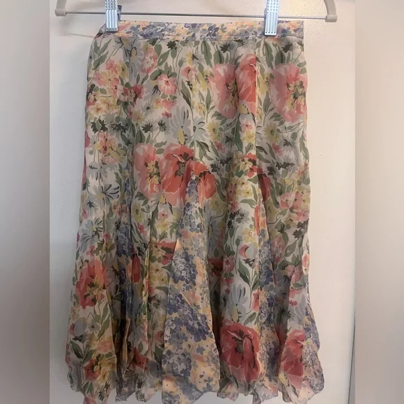 Polo Ralph Lauren Size 2 Georgette Handkerchief Skirt Floral MSRP$348 - Picture 2 of 5